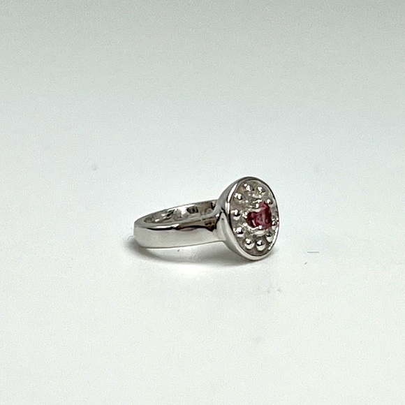 10K White Gold Pink Tourmaline Birthstone Ring Charm Pendant .72 grams - New - Picture 4 of 8